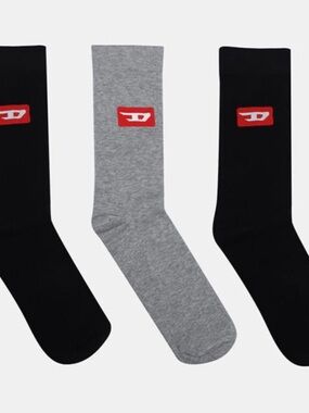 Diesel Men's Ryt Clzno Trainer Crew Socks 3-Pack - Black & Gray